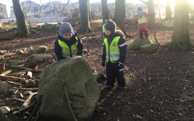 Solen. Vinterlek i skogsdungen