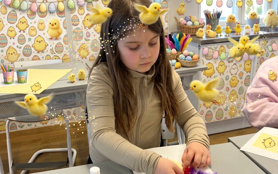 🐣 Full fart i påskverkstaden på fritids!