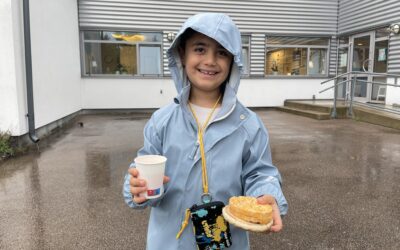 Café-rast i regnet